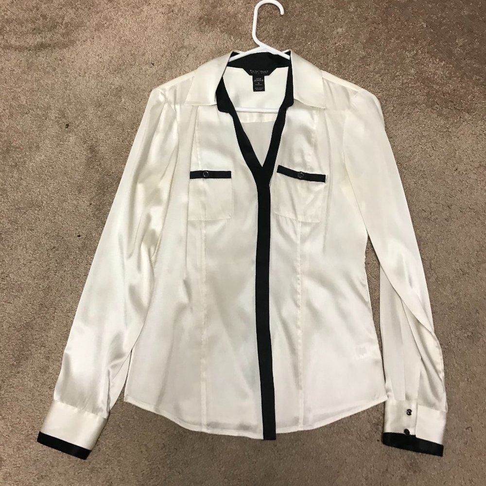 WHBM Long Sleeve Silk Stretch Blouse